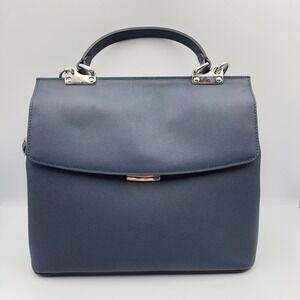 Maxima Milano Deep Blue Navy Leather Bag Backpack Made In Italy w/dustbag